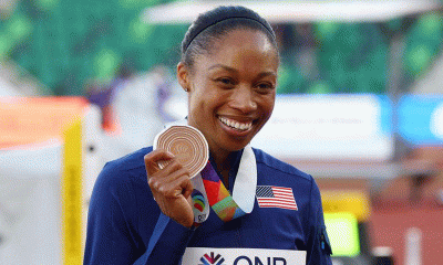 American Allyson Felix secured bronze as her 19th World Championships medal in the final run of her brilliant career.